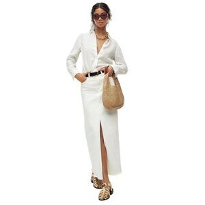 J.Crew White High-Rise Denim Maxi Skirt Frayed Hem Size 26 100% Cotton NWT